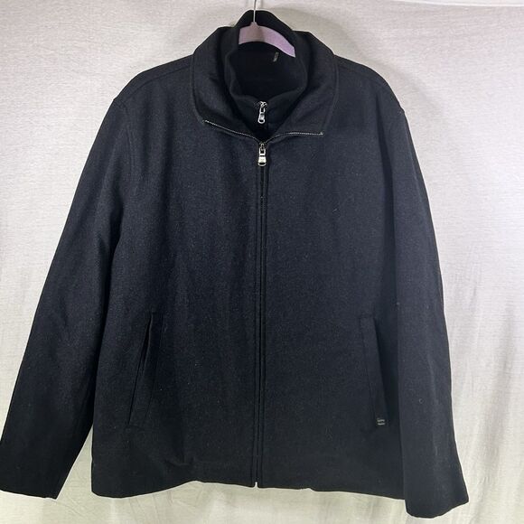 Calvin Klein Mens Wool Blend Bomber Jacket Double Zip Lined Gray Size Large